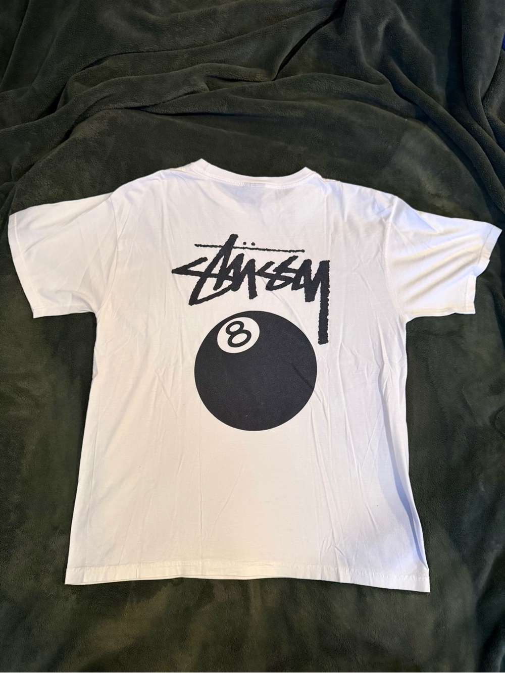 Men’s White Graphic T-Shirt with Black 8-Ball Print